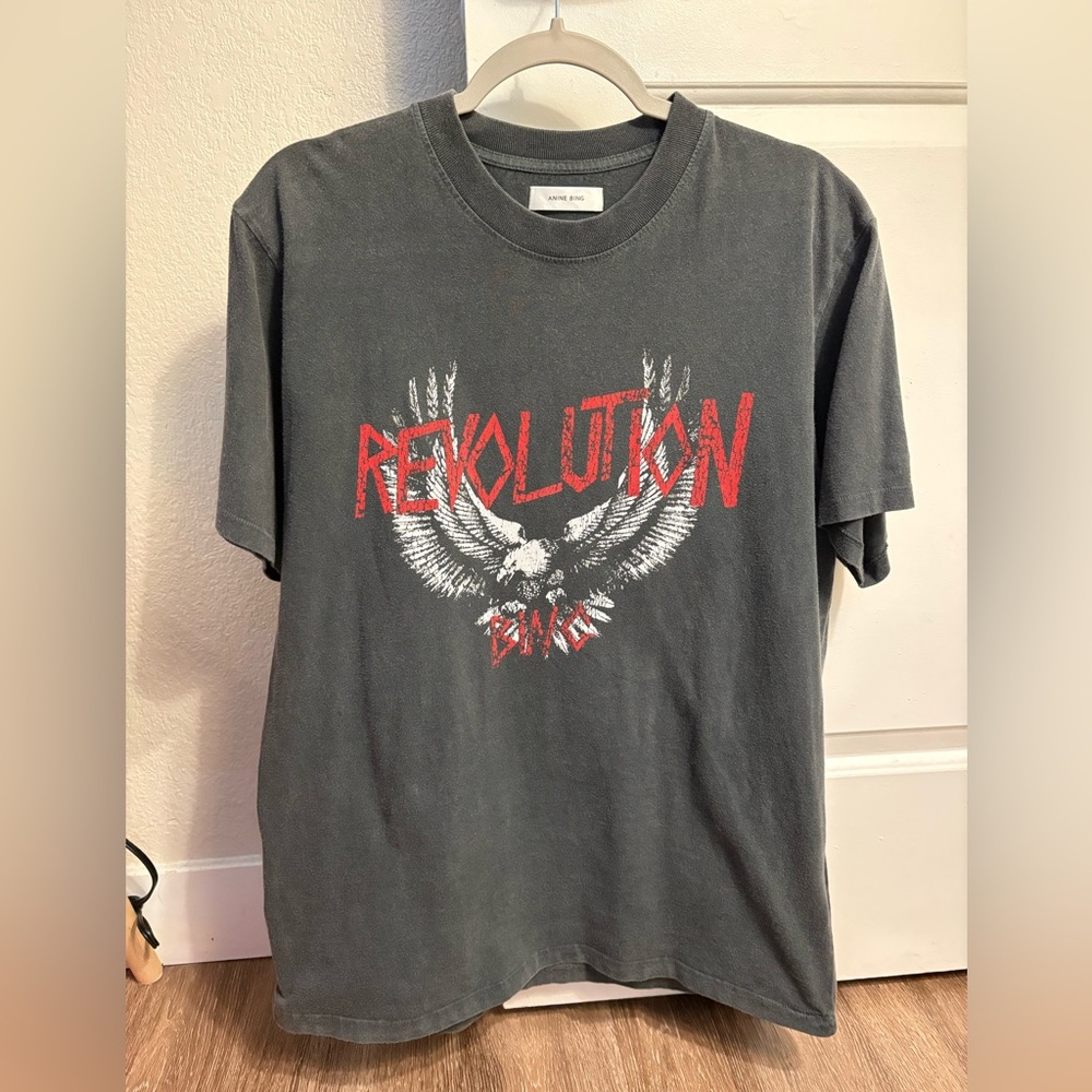 Anine Bing Charcoal Revolution Tee